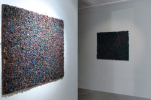 Michal Neugarten Abstract Art Painting - Past Blue I. - Garden Red - Exposition - Pecka Gallery Exhibition 2019